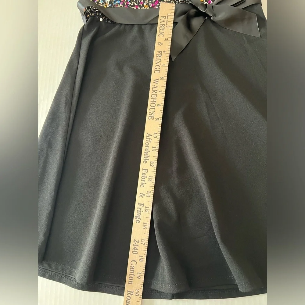 THREE PINK  HEARTS  BLACK W/MULTI-COLORED SEQUINS HOLIDAY OR PARTY DRESS.  XL